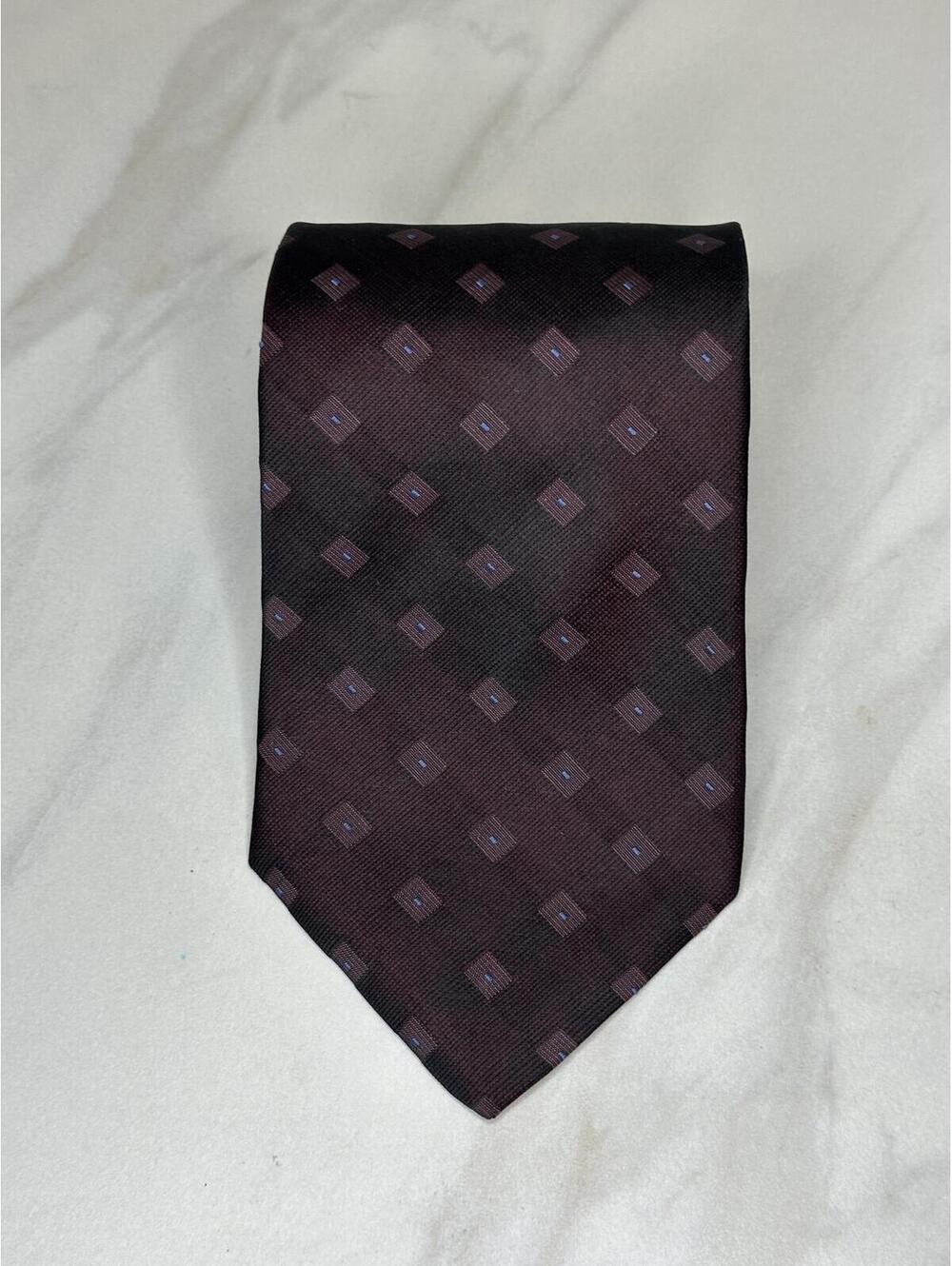 Vintage XMI for Nordstrom 100% silk tie plum/lilac/lt blue geometric classic